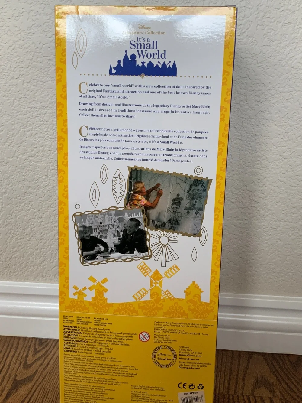 Disney Holland It's a Small World' Animator’s Collection Singing Doll New in Box